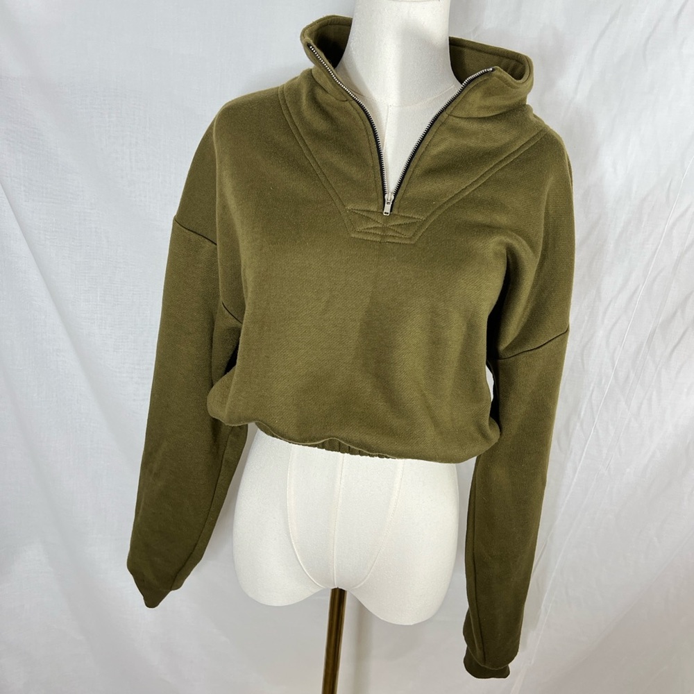 Olive Green Women's Half-Zip Sweatshirt